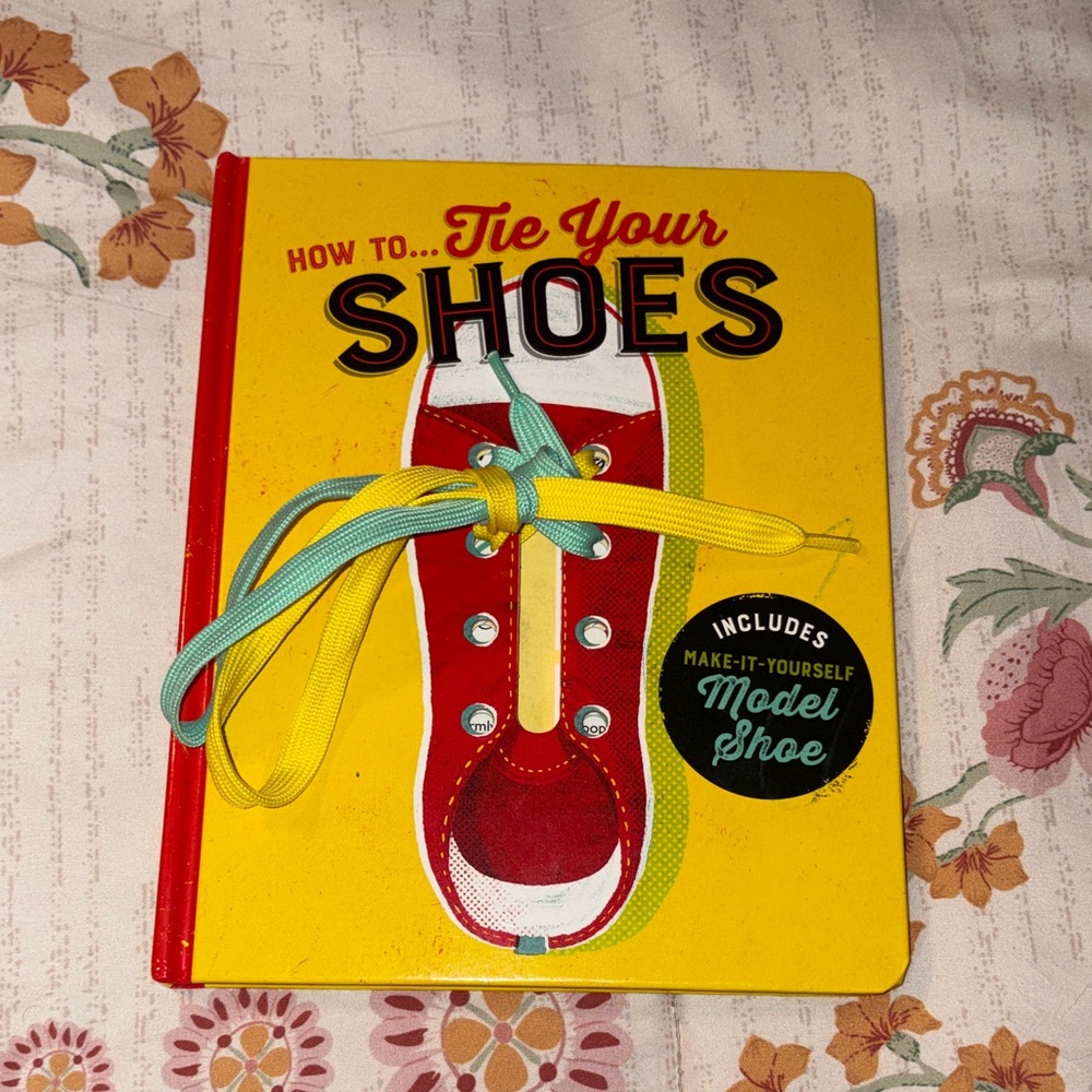 How to Tie Your Shoes Kids Learning Book - Yellow Cover with Red Shoe